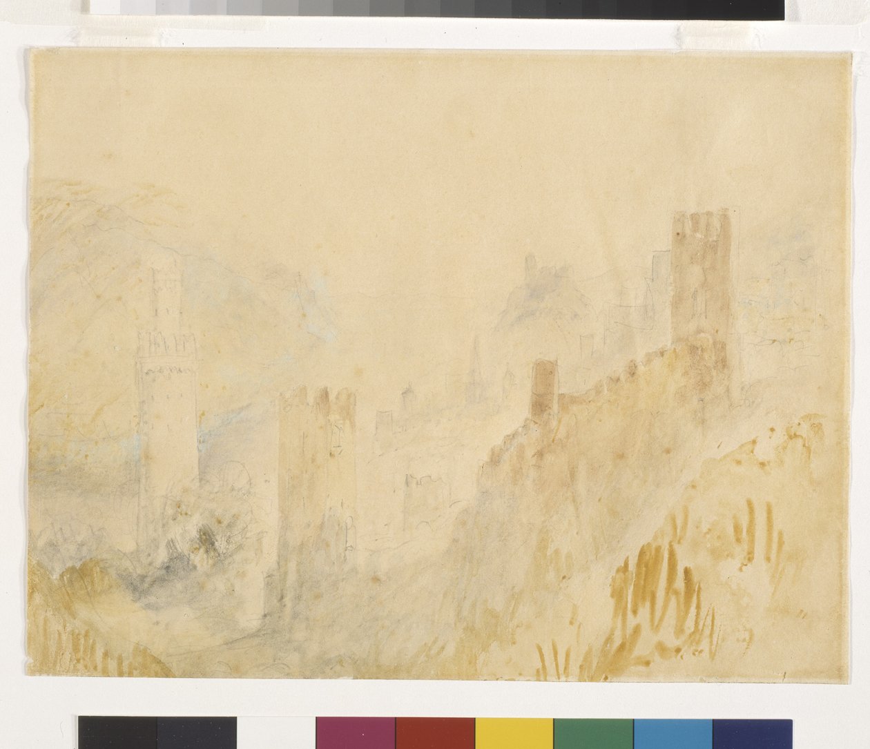Oberwesel On The Rhine (beyaz kağıt üzerine kalem üzerine suluboya) by Joseph Mallord William Turner