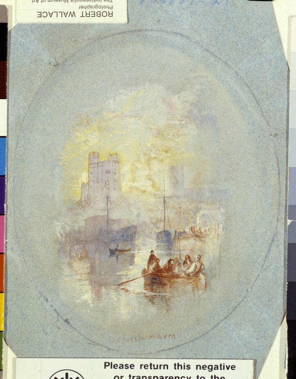 Orford Haven (mavi kağıt üzerine kalem ve mürekkeple güçlendirilmiş guaş) by Joseph Mallord William Turner