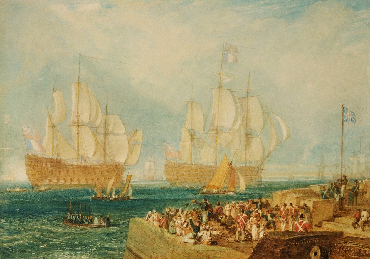 Plymouth Limanı: Fransız Ödüllerinde Çekme by Joseph Mallord William Turner