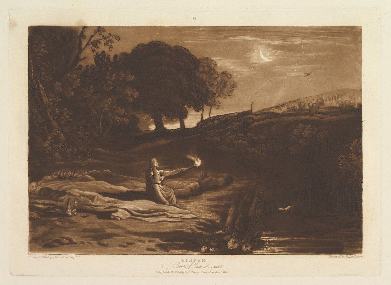 Rispah, 2. Samuel Kitabı, Bölüm 21 Liber Studiorum, bölüm IX, levha 46, 23 Nisan 1812. by Joseph Mallord William Turner