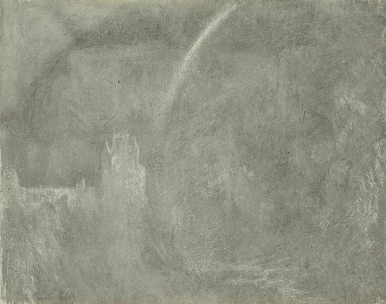 Schloss Eltz (kağıt üzerinde tebeşir) by Joseph Mallord William Turner