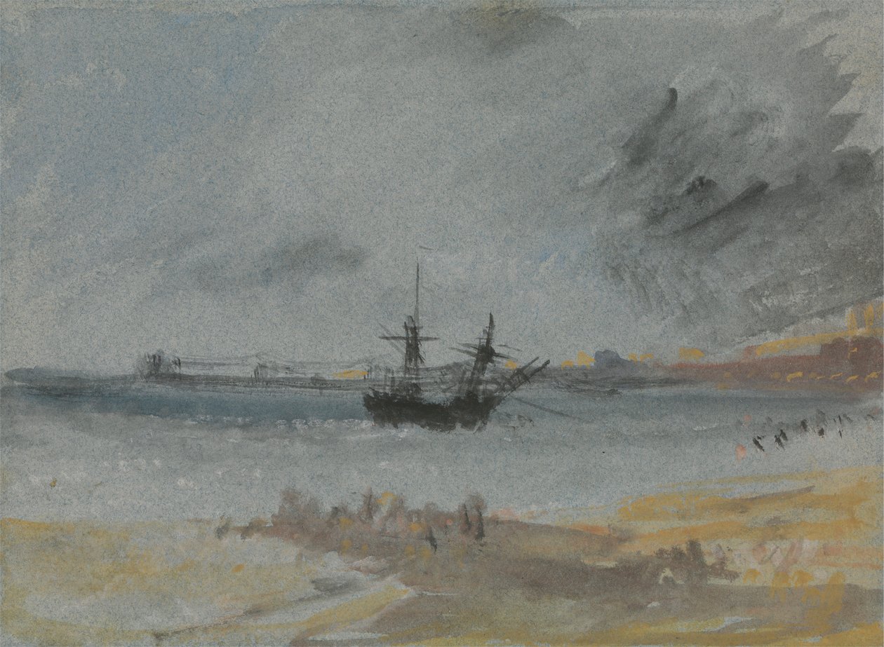 Brighton'da karaya oturan gemi by Joseph Mallord William Turner