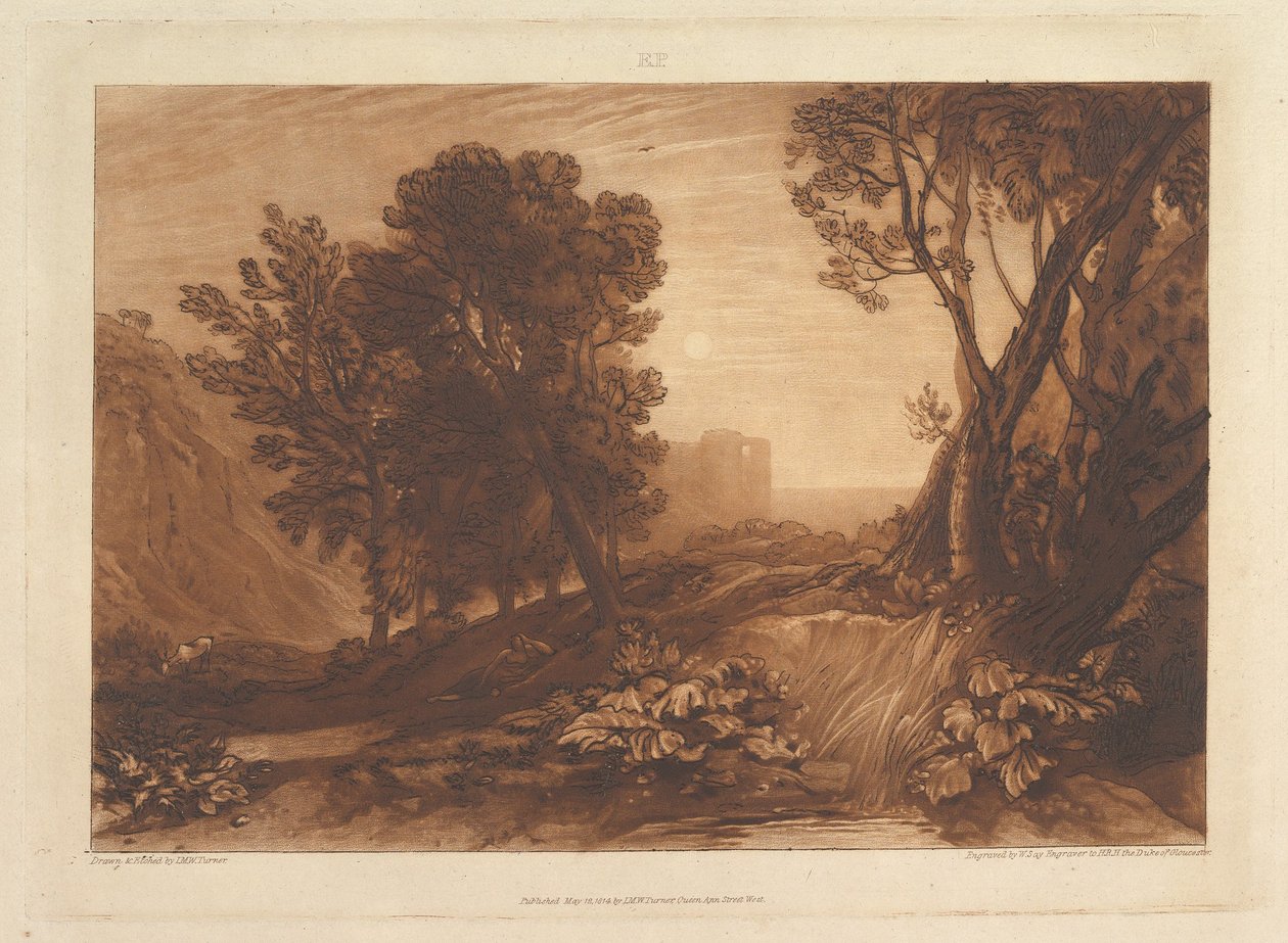 Yalnızlık veya The Reading Magdalen Liber Studiorum, bölüm XI, levha 53, 12 Mayıs 1814. by Joseph Mallord William Turner