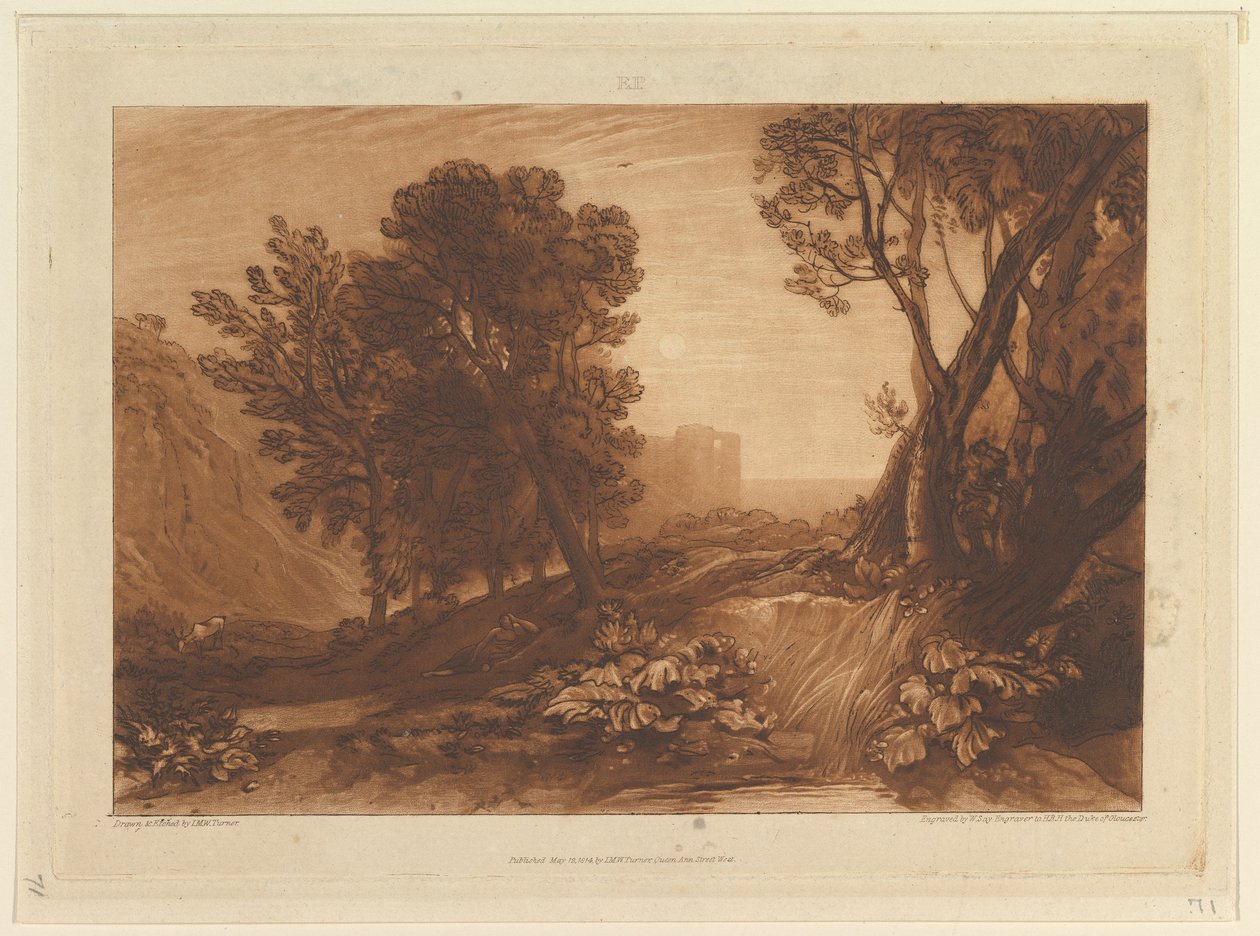 Yalnızlık veya The Reading Magdalen Liber Studiorum, bölüm XI, levha 53, 12 Mayıs 1814. by Joseph Mallord William Turner