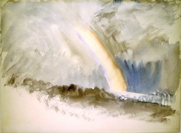 Gökkuşağıyla Fırtınalı Manzara (kağıt üzerine sulu boya) by Joseph Mallord William Turner