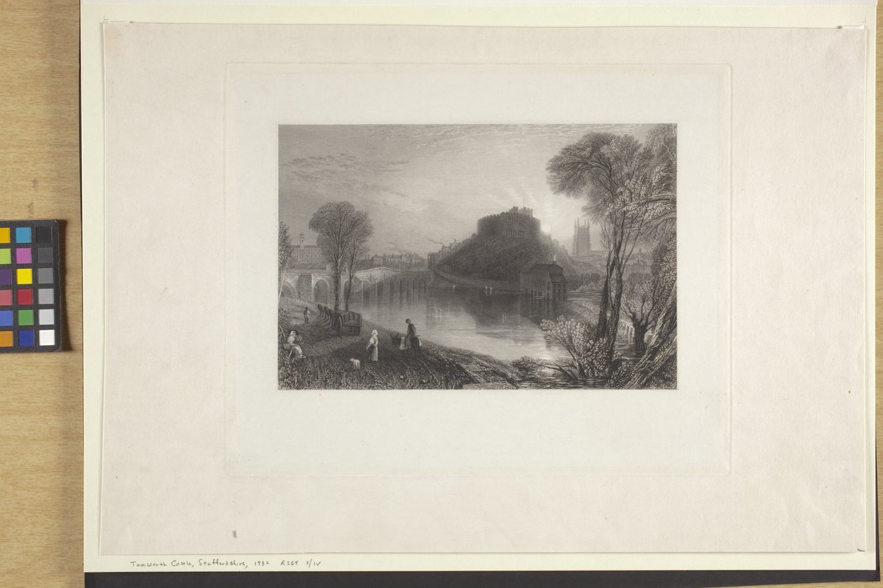 Tamworth Kalesi, Staffordshire (Hindistan kağıdına gravür ve gravür, chine collé) by Joseph Mallord William Turner
