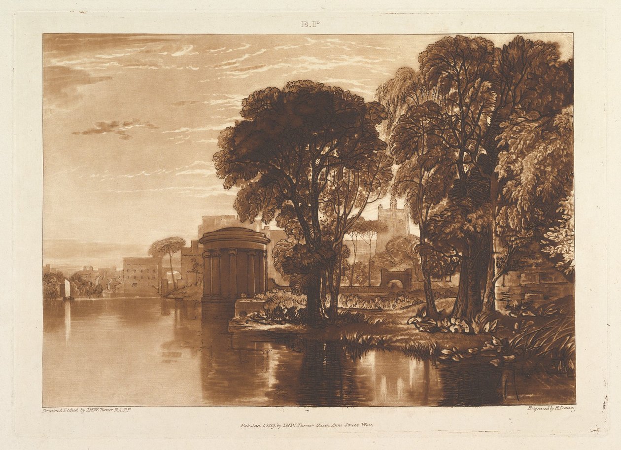 Alcove, Isleworth Liber Studiorum, bölüm XIII, levha 63, 1 Ocak 1819. by Joseph Mallord William Turner