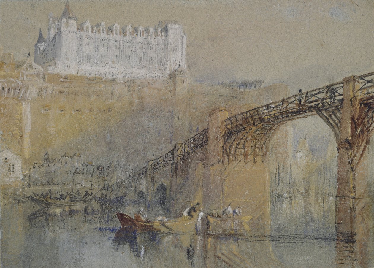 Amboise Şatosu, c. 1830 (gövde rengi, tükenmez kalem ve siyah mürekkeple sulu boya) by Joseph Mallord William Turner