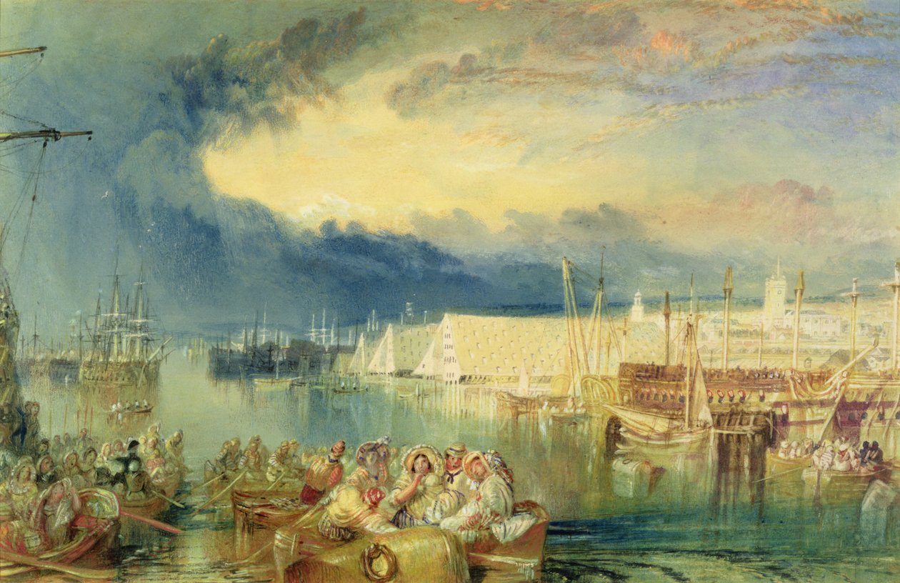 Tersane, Devonport, c.1825-29 (kağıt üzerinde wc ve guaj) by Joseph Mallord William Turner