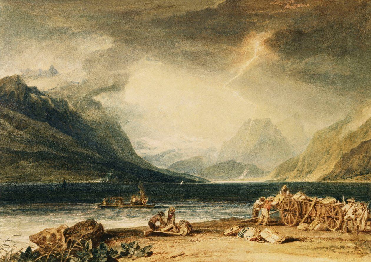 Thun Gölü, İsviçre, c.1802-10 (sulu boya) by Joseph Mallord William Turner