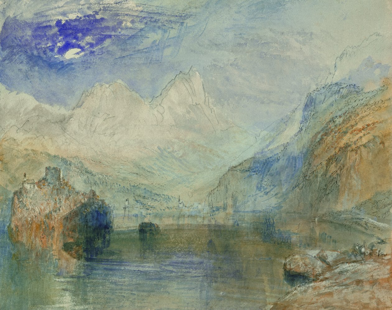 Lauerzersee ile Schwyz ve Mythen (kağıt üzerine sulu boya) by Joseph Mallord William Turner