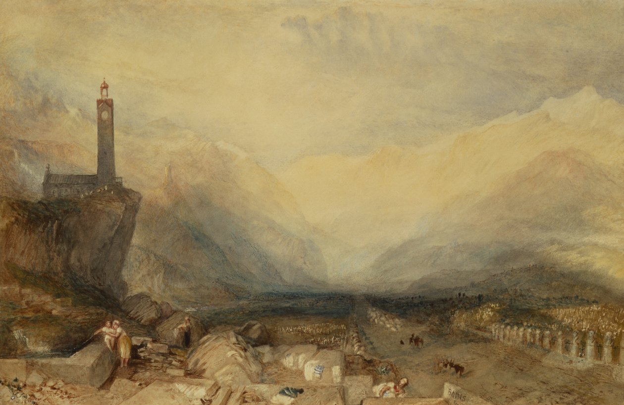 Splugen Geçidi (kalem ve sulu boya) by Joseph Mallord William Turner