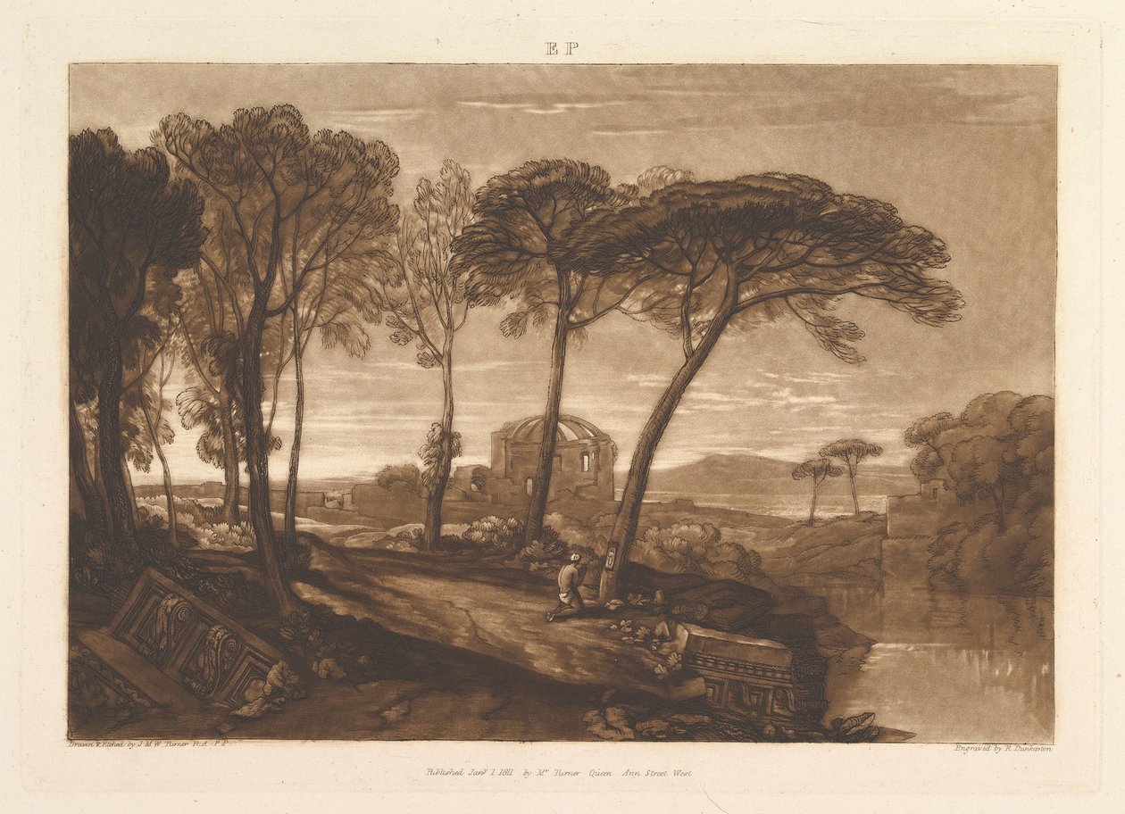 Minerva Tapınağı Medica Liber Studiorum, kısım V, levha 23, 1 Ocak 1811. by Joseph Mallord William Turner