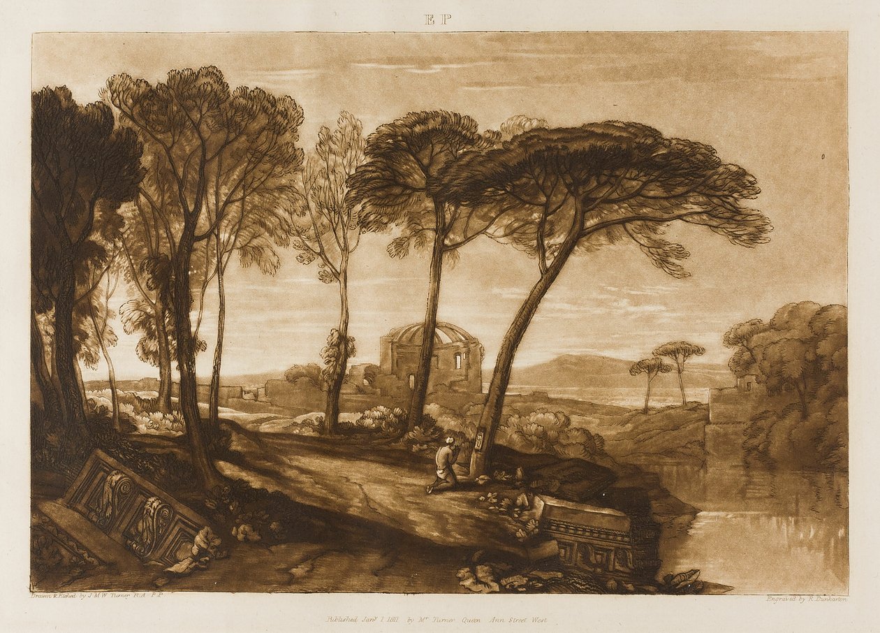 Minerva Medica Tapınağı, Liber Studiorum'dan 23 numaralı plaka by Joseph Mallord William Turner