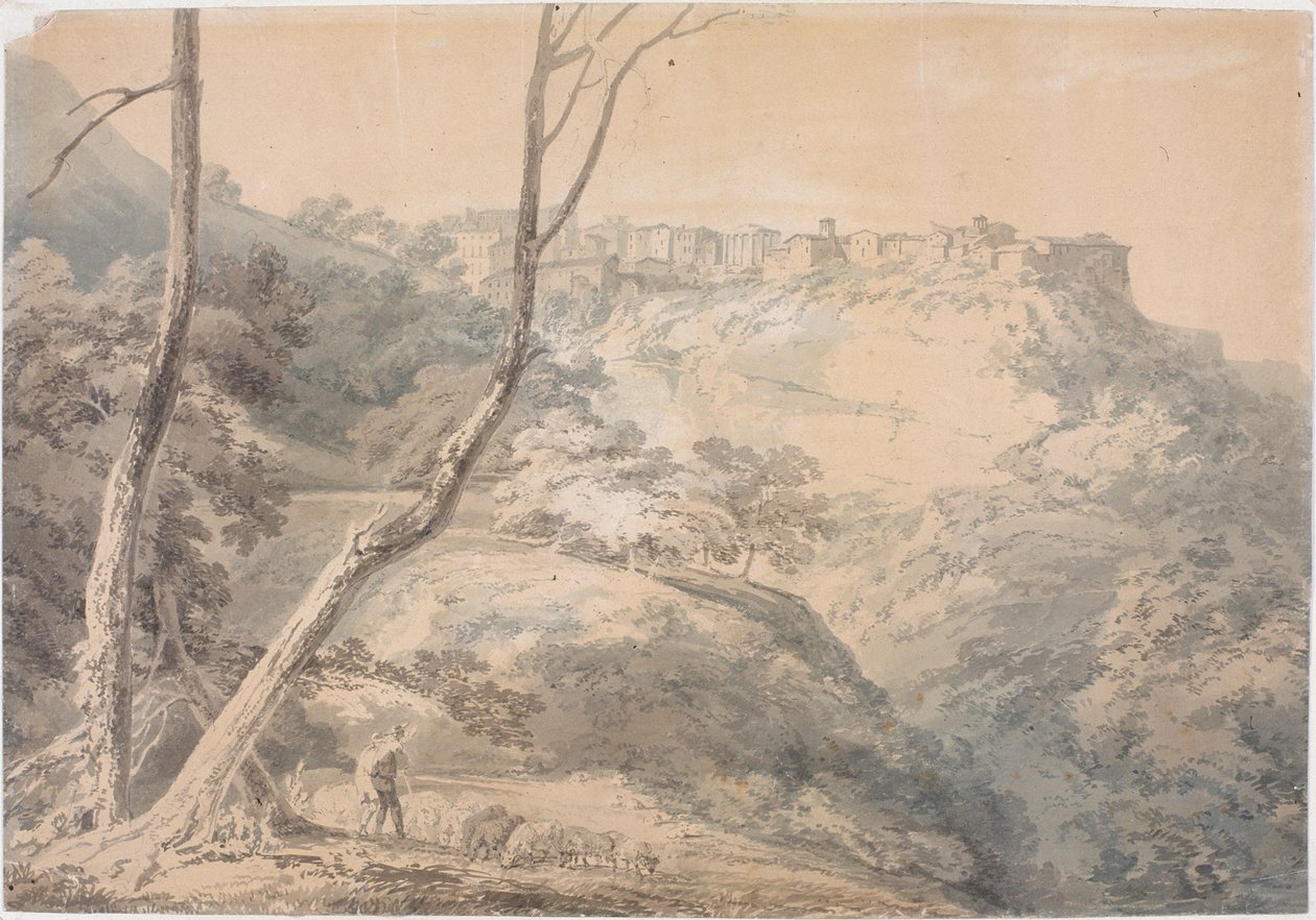 Sibyl Tapınağı ile Tivoli (kağıt üzerine kurşun kalem ve suluboya (gemide)) by Joseph Mallord William Turner