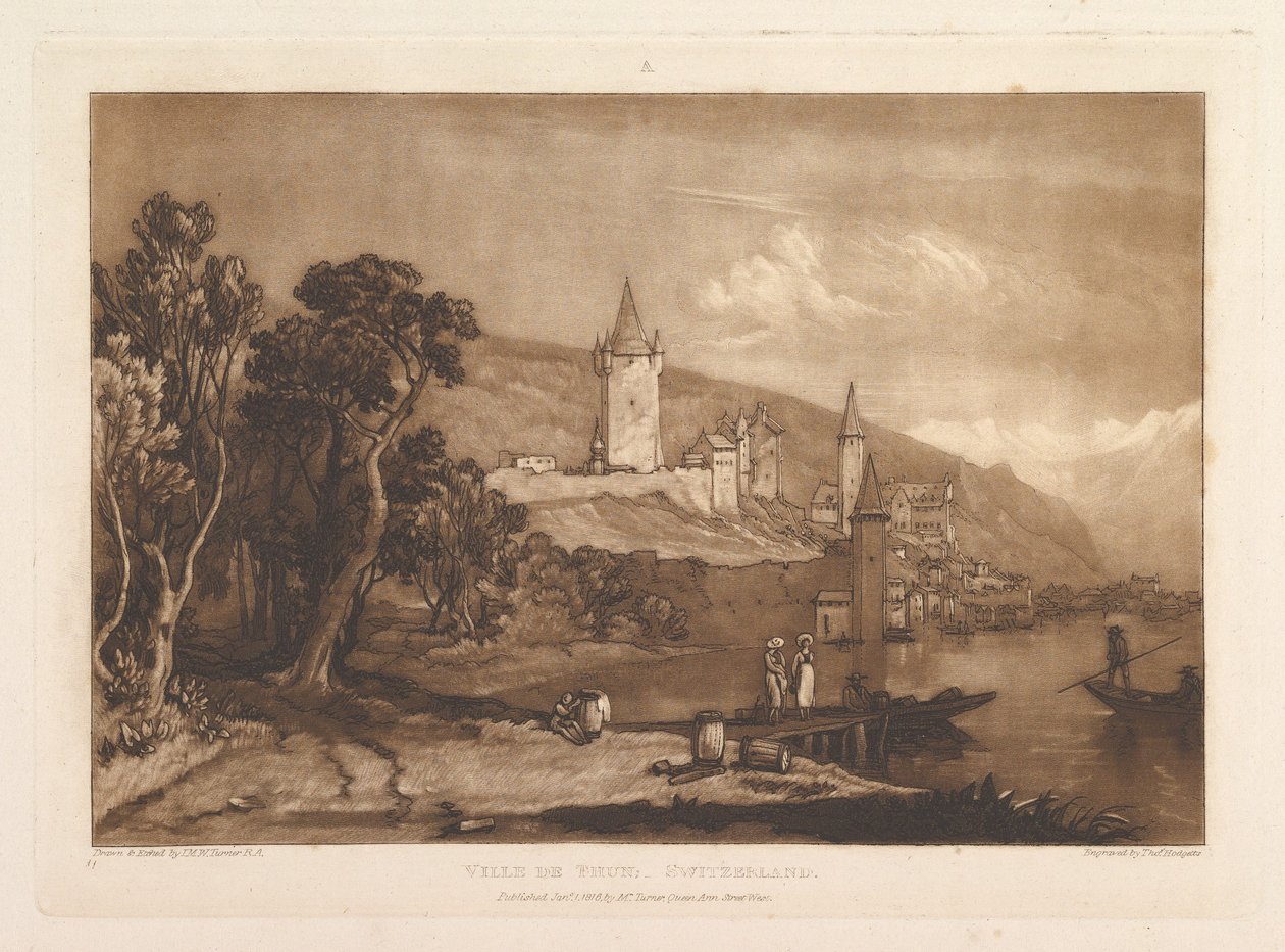 Ville de Thun, İsviçre Liber Studiorum, bölüm XII, levha 59, 1 Ocak 1816. by Joseph Mallord William Turner
