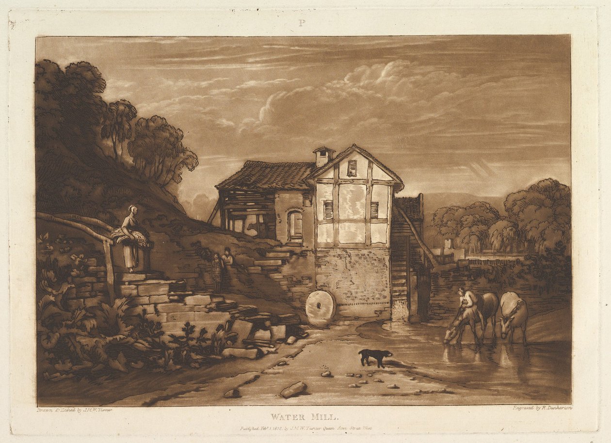 Su Değirmeni Çalışmaları Kitabı, bölüm VIII, levha 37, 1 Şubat 1812 by Joseph Mallord William Turner