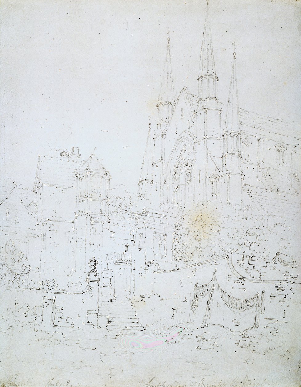 West Window, Worcester Katedrali (beyaz kağıt üzerine kalem) by Joseph Mallord William Turner