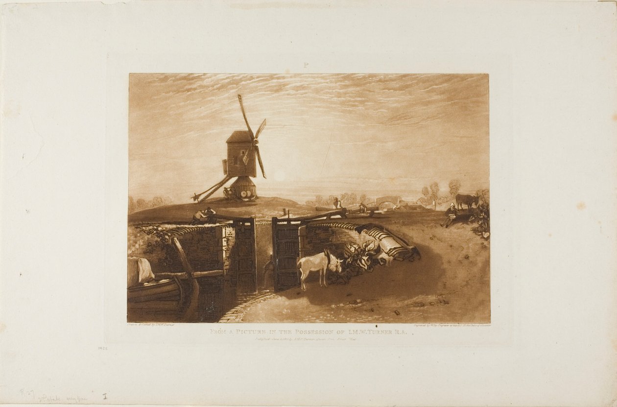 Yel Değirmeni ve Kilit, Liber Studiorum'dan 27 numaralı plaka by Joseph Mallord William Turner