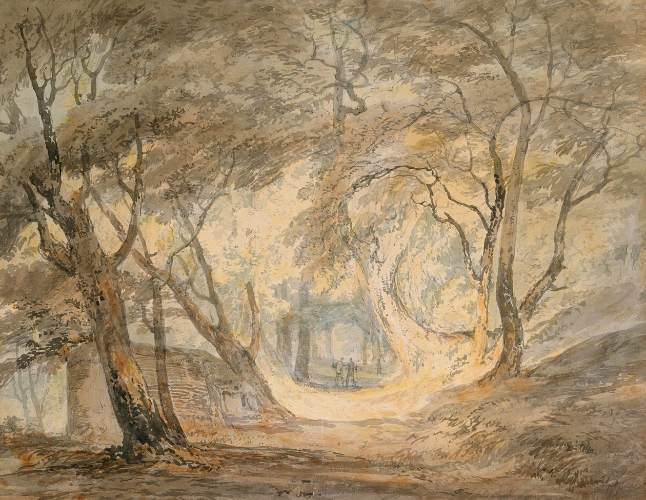 Figürlü Orman Manzarası, c.1798 (kağıt üzerine suluboya) by Joseph Mallord William Turner