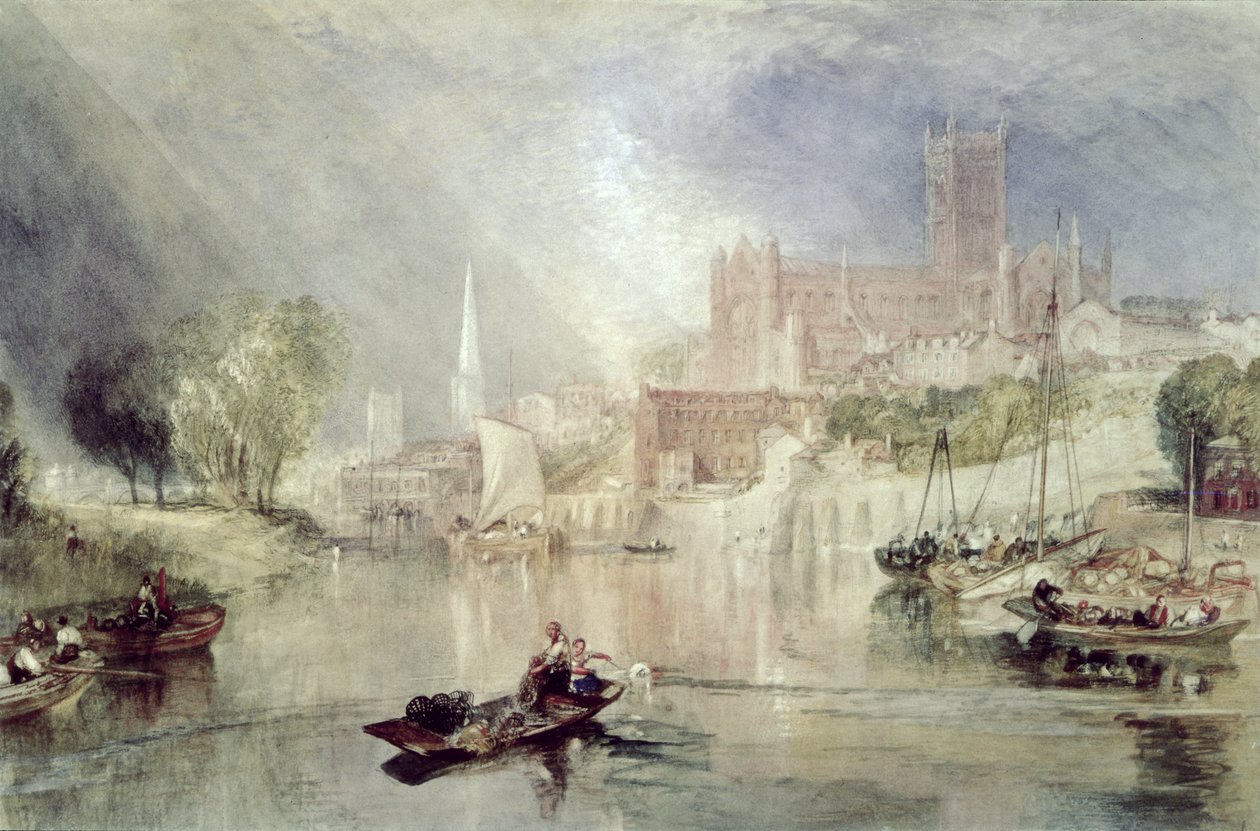Worcester Katedrali ve Severn Nehri by Joseph Mallord William Turner