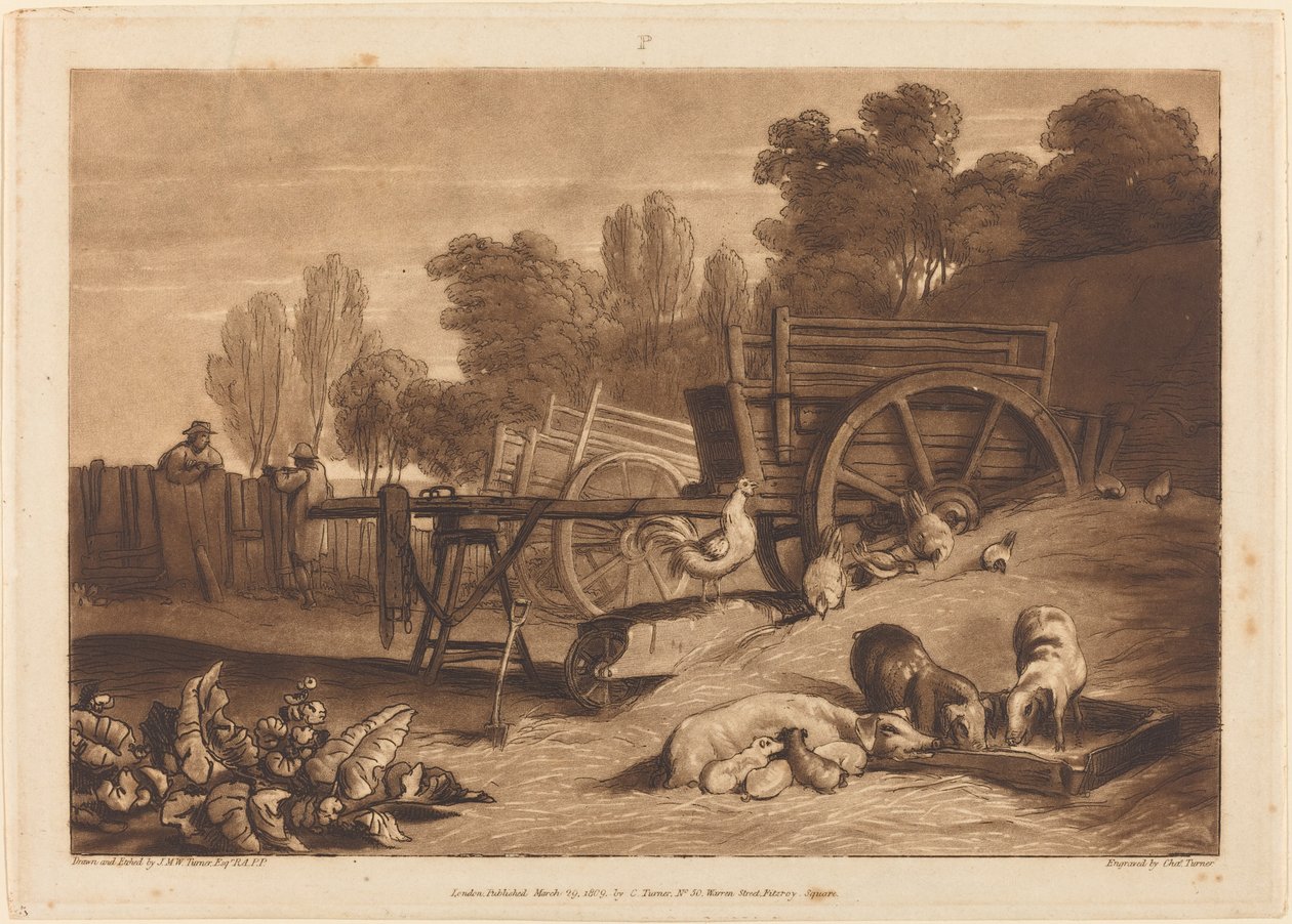 horoz ile çiftlik avlusu by Joseph Mallord William Turner and Charles Turner