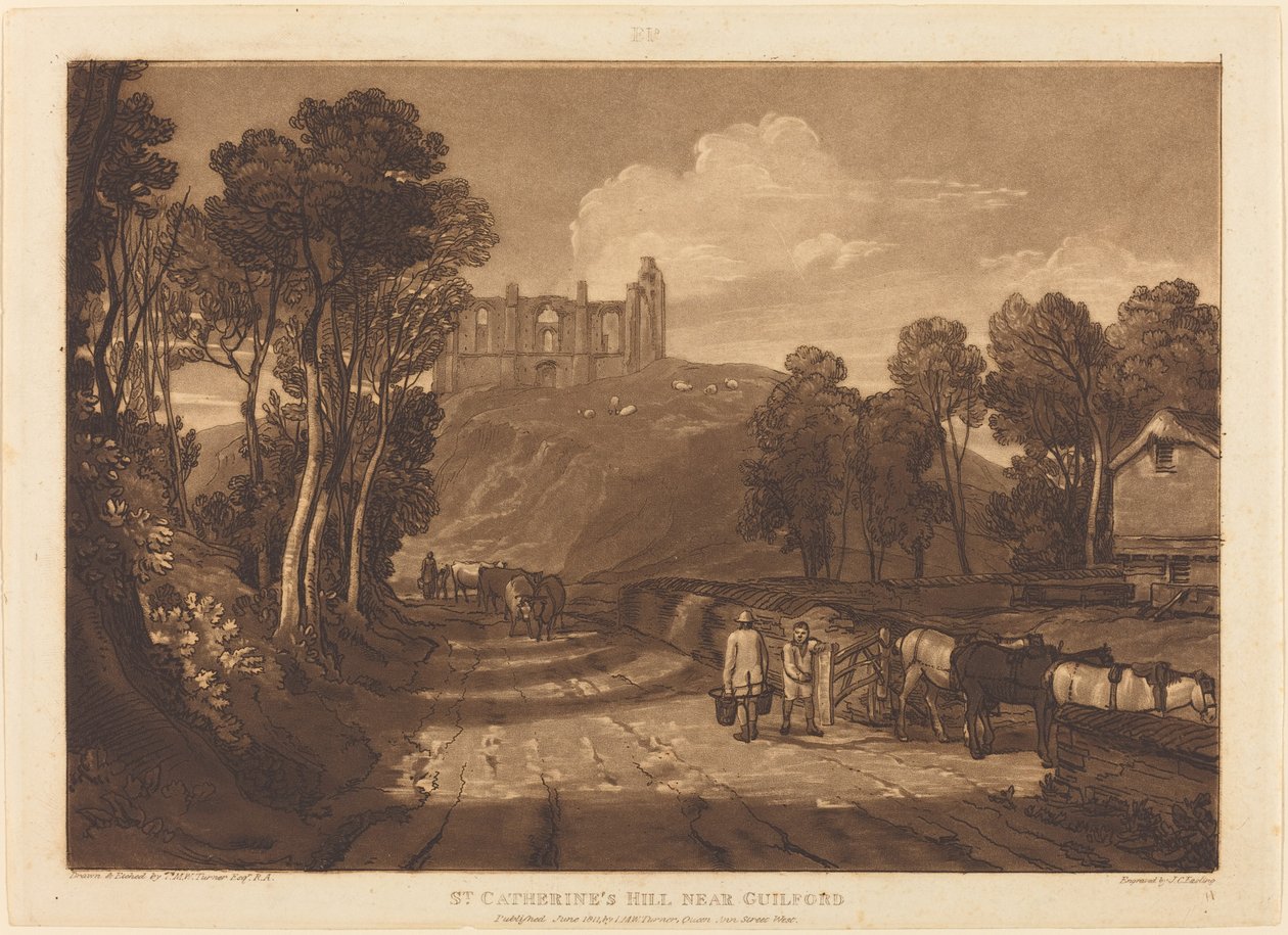 Guilford yakınlarındaki Aziz Catherine Tepesi by Joseph Mallord William Turner and J.C. Easling