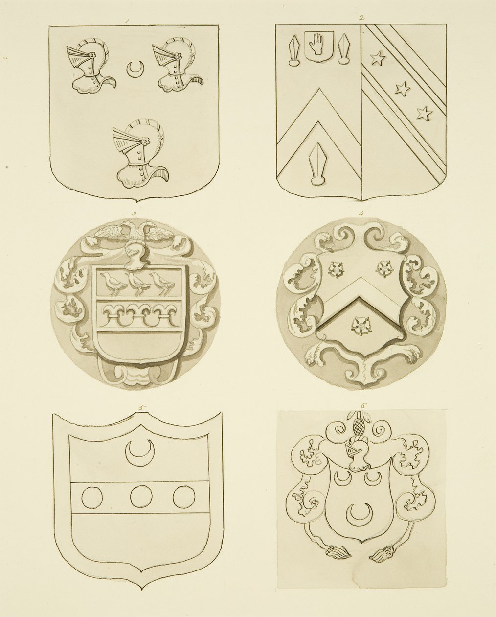Mezar taşlarında armalar (kağıt üzerine sulu boya) by Joseph Manning
