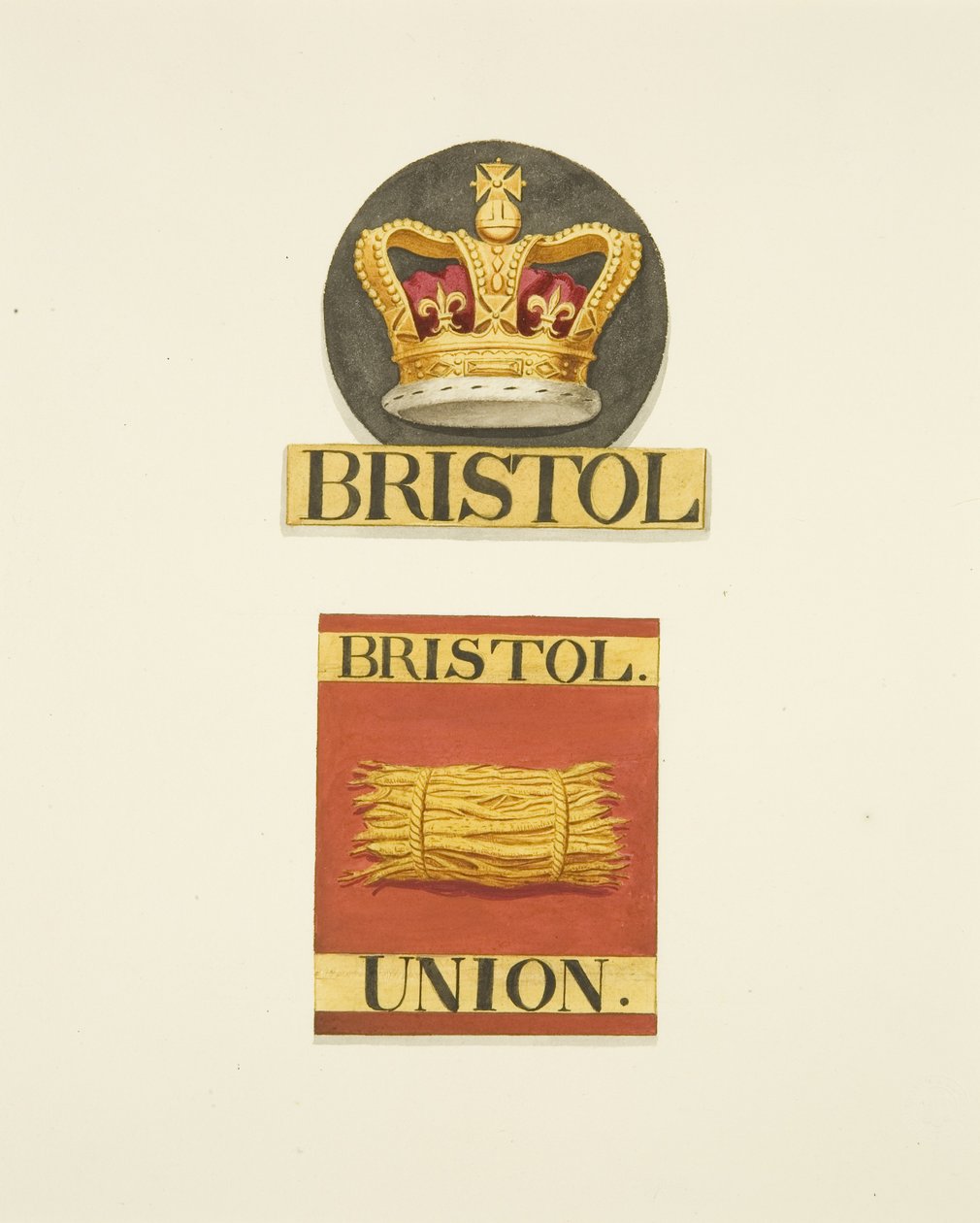 Bristol Crown ve Bristol Union İtfaiye Bürolarının Ev Rozetleri veya Ateş İşaretleri by Joseph Manning