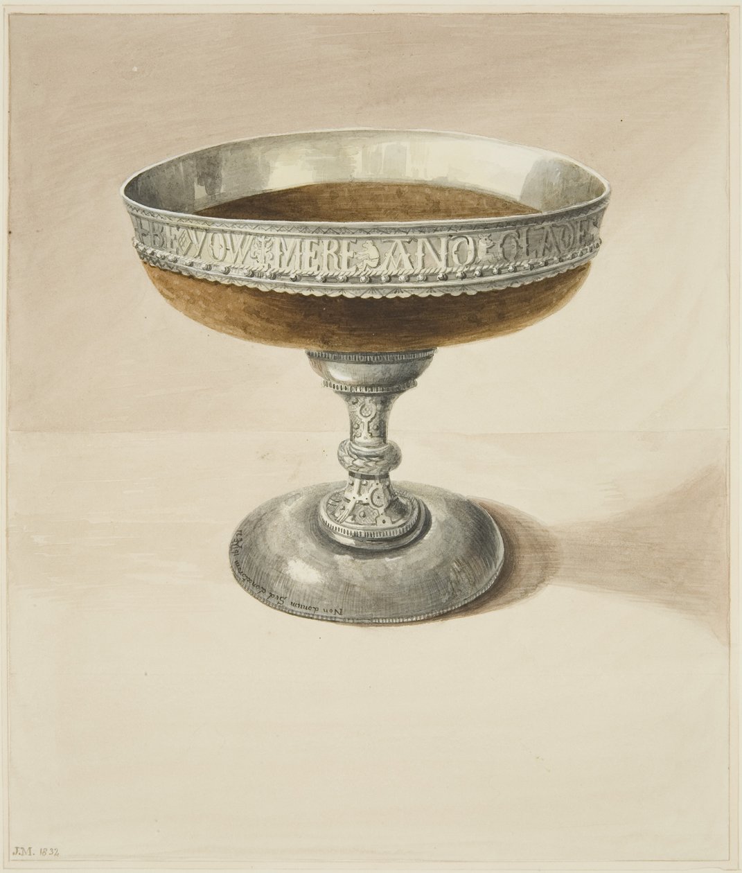 Mazer Bowl ve Tazza, birleştirilmiş (kağıt üzerine suluboya) by Joseph Manning