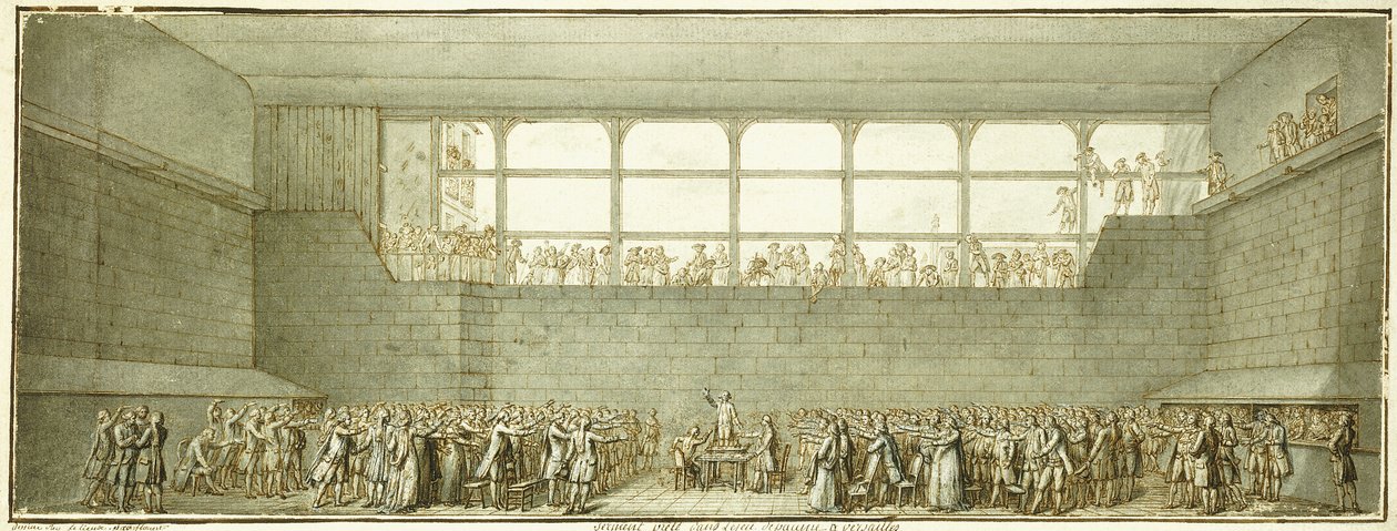 Tenis Kortu Yemini, c.1789 (siyah tebeşir, tükenmez kalem ve gri renkli kahverengi mürekkep) by Joseph Marie Flouest