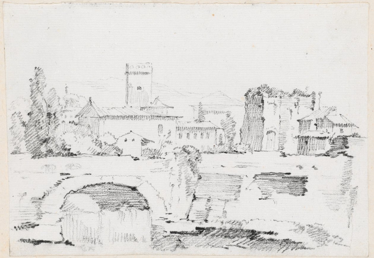 Taş Köprülü ve Şelaleli Bir İtalyan Kasabası by Joseph Marie Vien