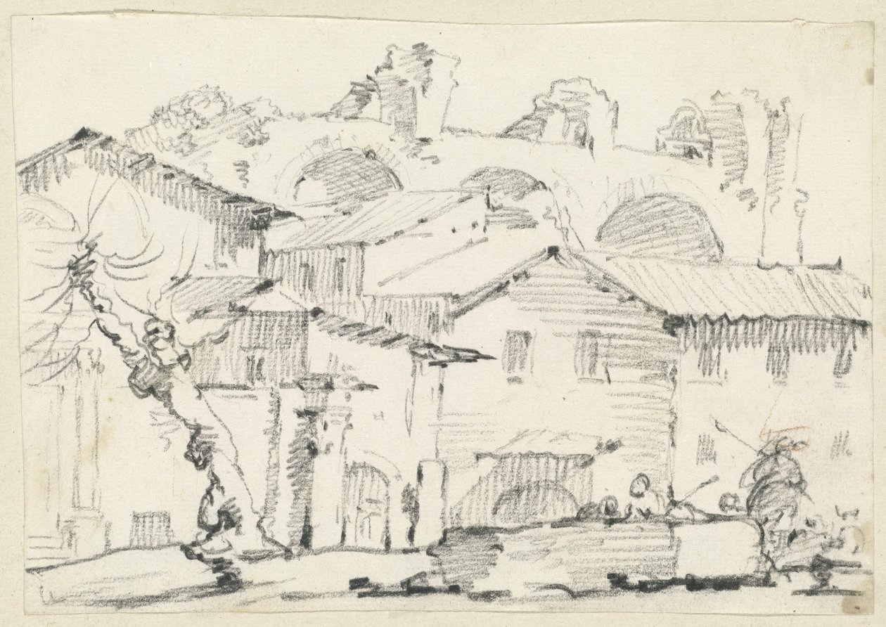 Ötesinde Maxentius Bazilikası ile Forumun Kuzey Tarafındaki Evler by Joseph Marie Vien