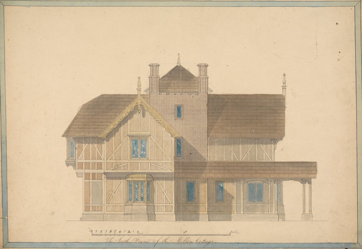 Chatsworth'taki Miller's Cottage: Güney Cephesi Yüksekliği by Joseph Michael Gandy