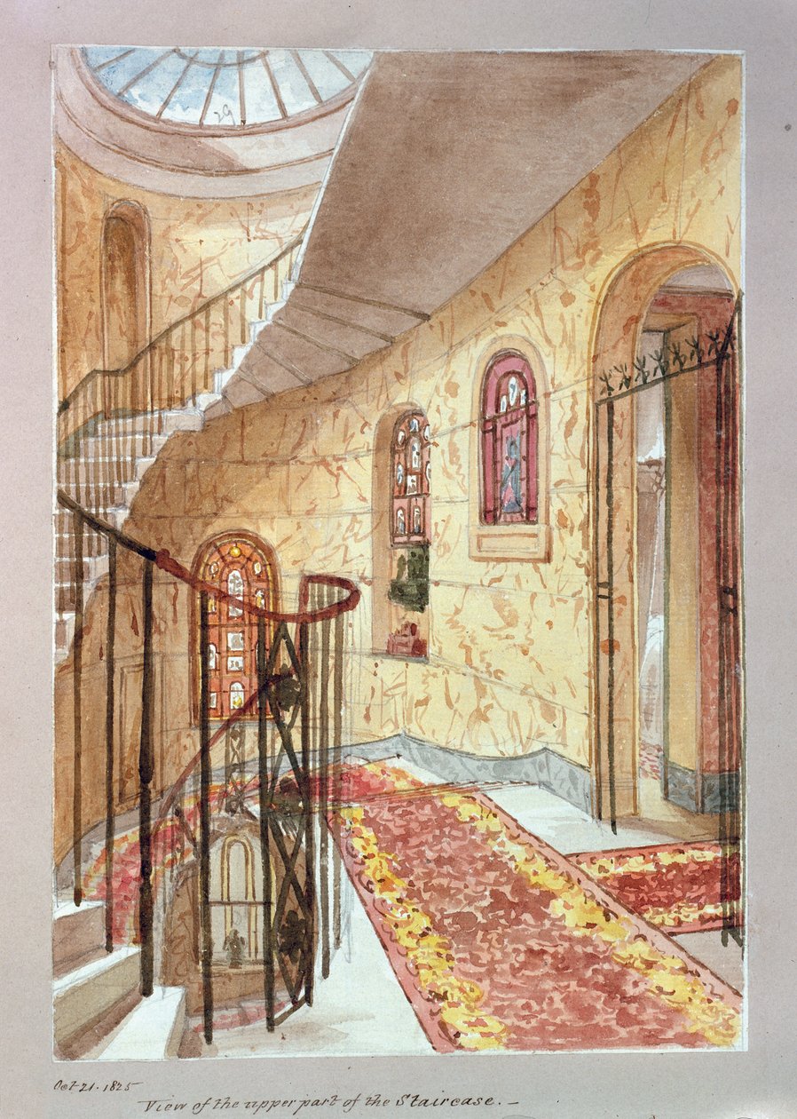 Merdivenin üst kısmının görünümü, 1825 by Joseph Michael Gandy