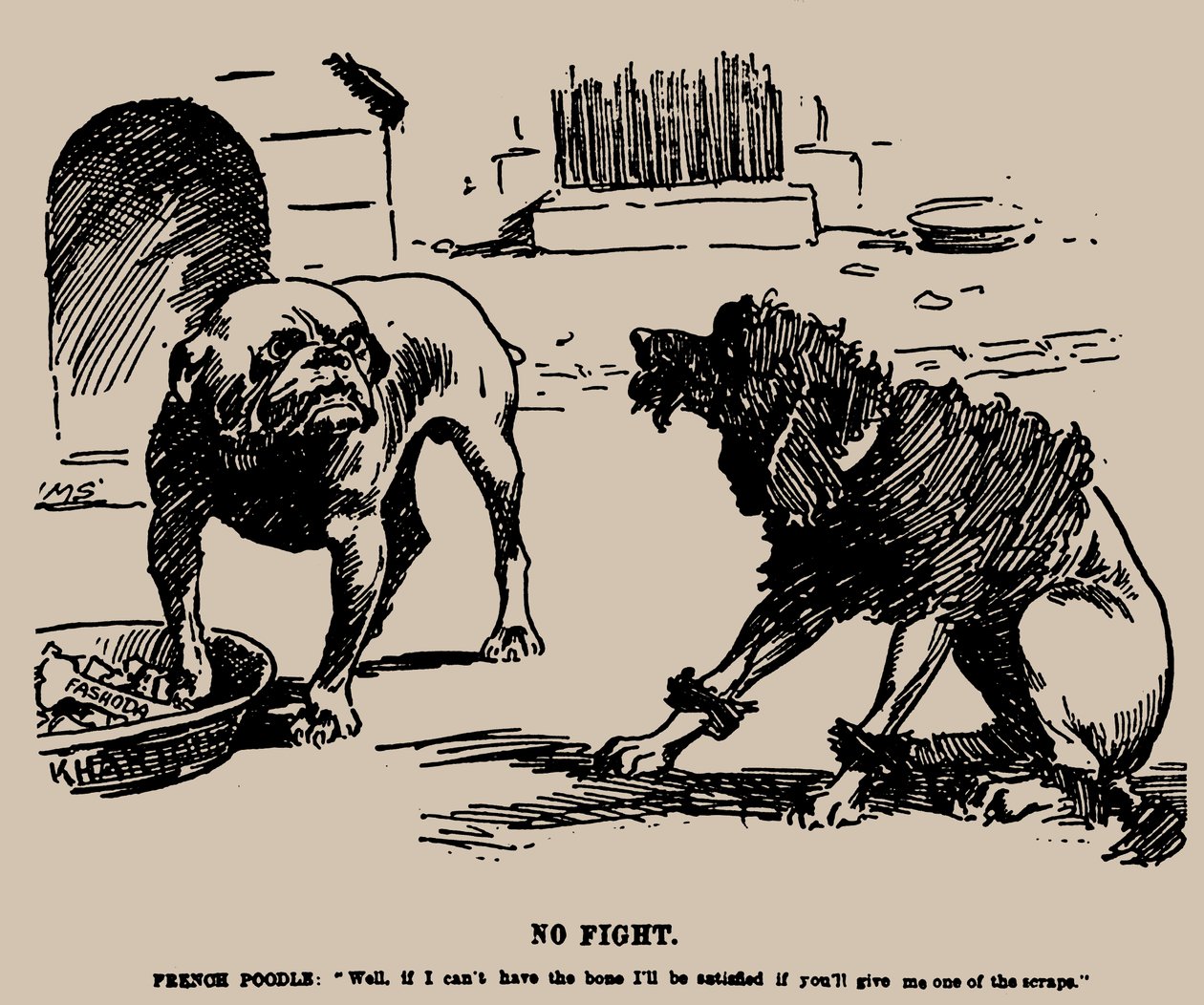 Kavga yok. Fashoda Olayı ile ilgili karikatür, 1898. by Joseph Morewood Staniforth