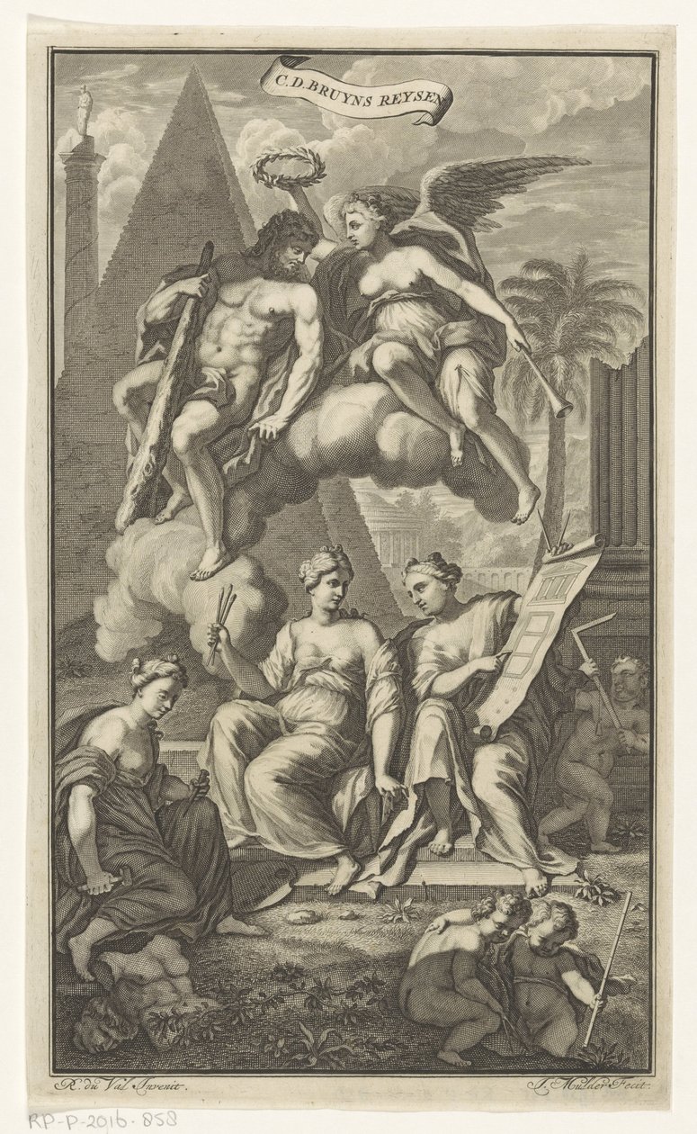 Victoria tarafından taç giydirilen Herkül CD. Bruyns reyse (nesne üzerindeki başlık) Başlık sayfası: Cornelis de Bruyn, Reizen, 1698 by Joseph Mulder
