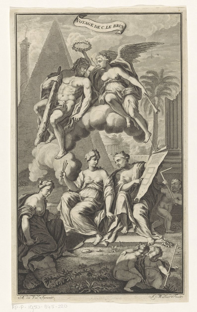 Victoria tarafından taç giydirilen Herkül Voyage de C. le brun (nesne üzerindeki başlık) Başlık sayfası: Cornelis de Bruyn, Voyage au Levant, 1700 by Joseph Mulder