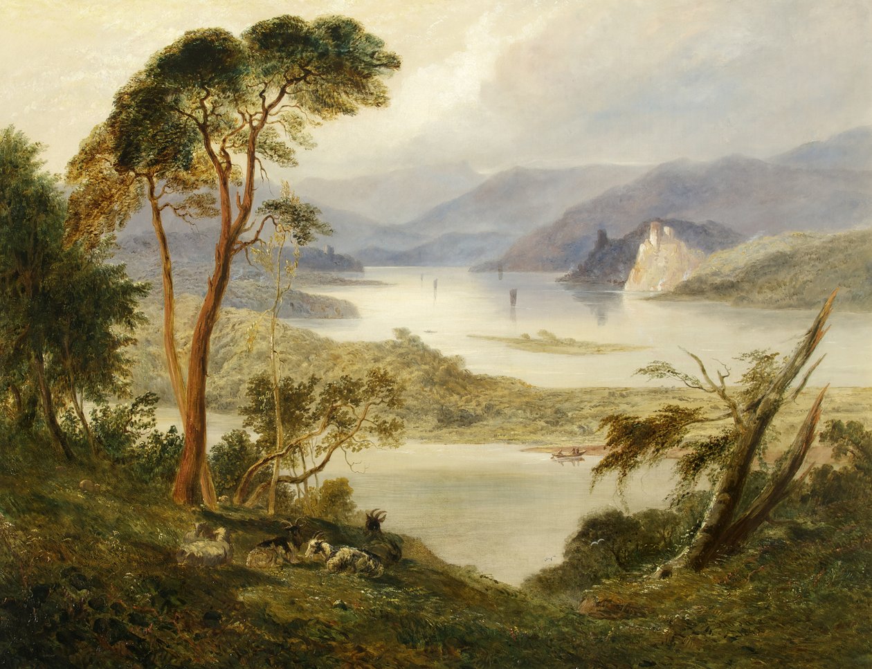Oberwesel, Schonburg Kalesi ile Ren Nehri üzerinde, 1840 by Joseph Murray Ince