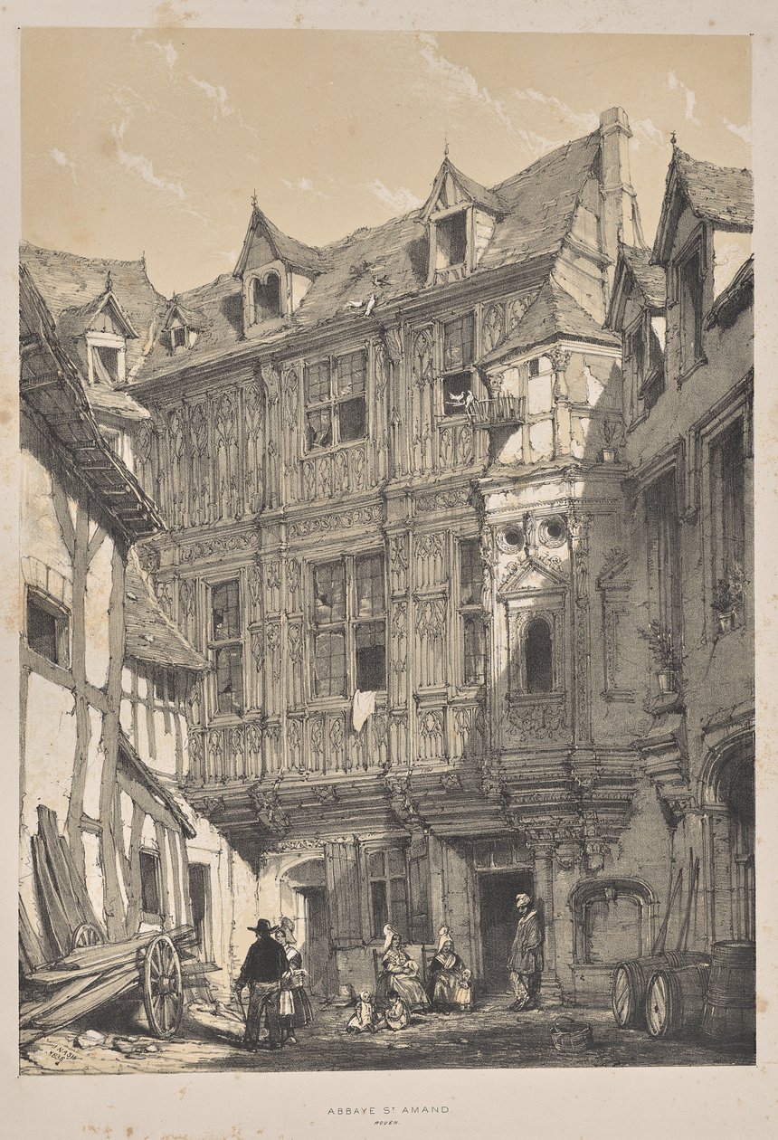 Orta Çağ Mimarisi: Abbaye St. Amand, Rouen by Joseph Nash