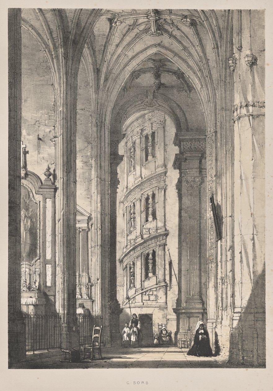 Orta Çağ Mimarisi: St. Gisors Kilisesi, İç Mekan by Joseph Nash