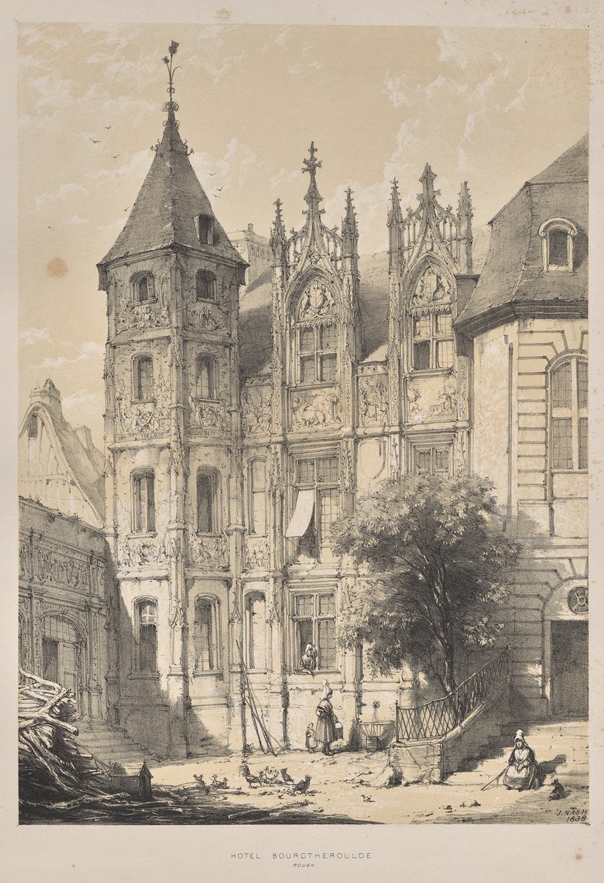 Orta Çağ Mimarisi: Hotel Bourgtheroulde, Rouen by Joseph Nash
