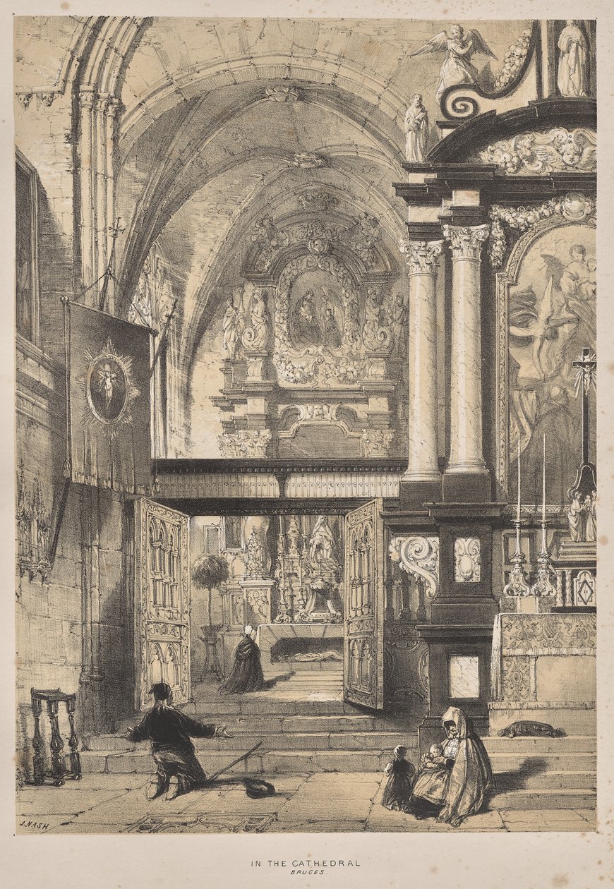 Orta Çağ Mimarisi: Katedralde, Bruges by Joseph Nash