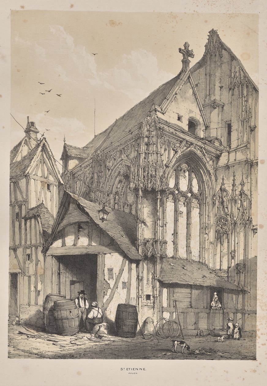 Orta Çağ Mimarisi: St. Etienne, Rouen by Joseph Nash