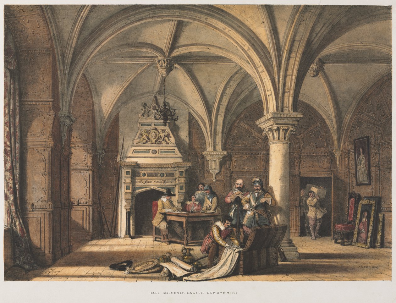 Salon, Bolsover Kalesi, Derbyshire by Joseph Nash
