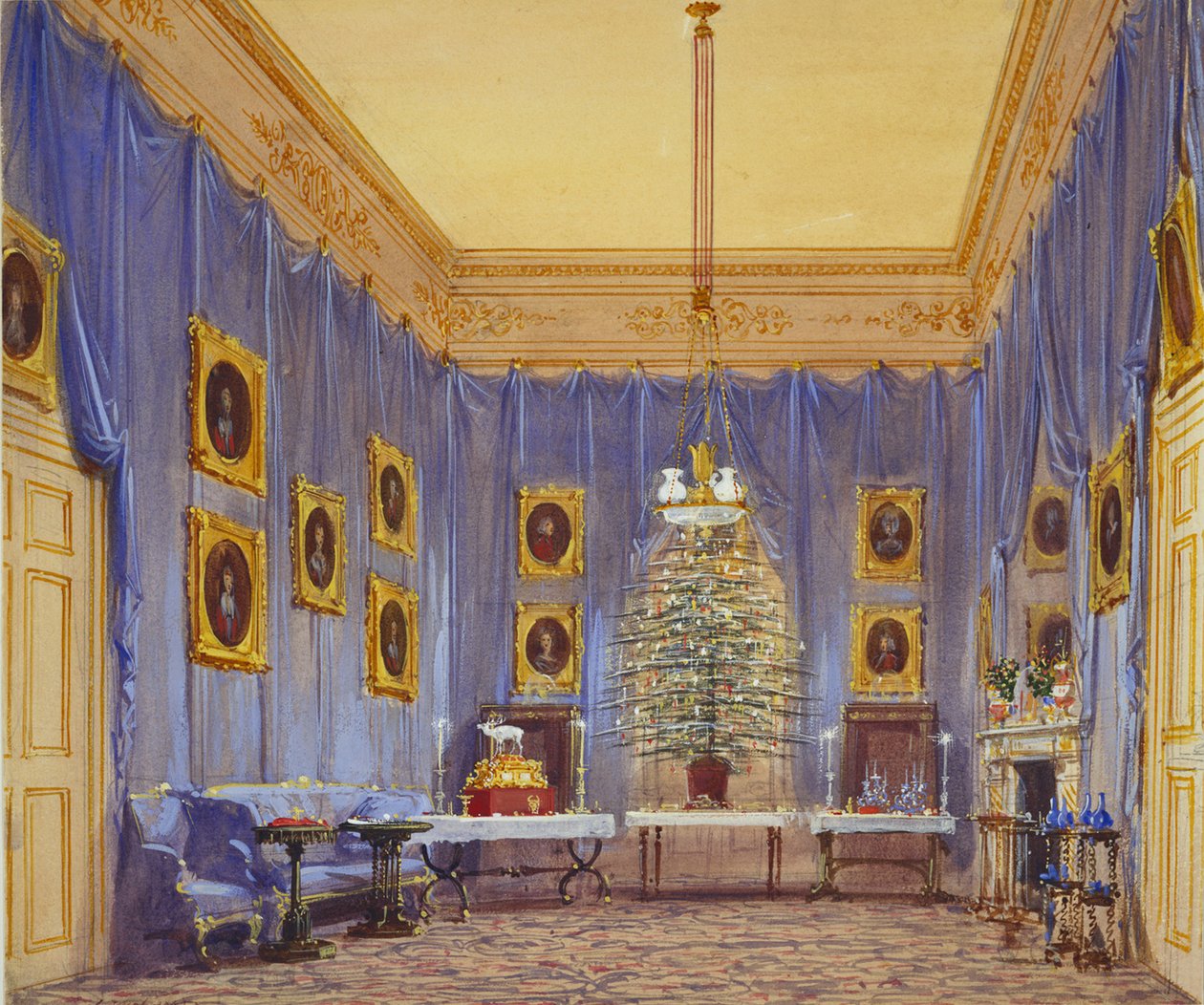 Kraliçe Victorias Noel Ağacı, Windsor Kalesi, 1845 by Joseph Nash