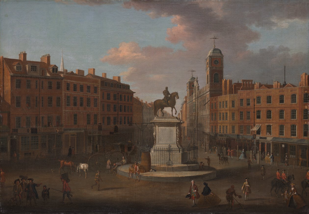 Charing Cross, Kral I. Charles Heykeli ve Northumberland Evi ile by Joseph Nickolls