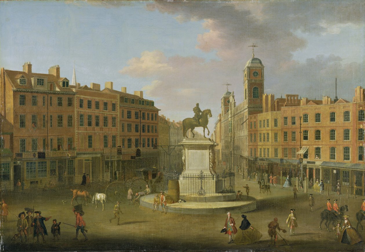 Charing Cross, Kral I. Charles Heykeli ve Northumberland Evi ile, c.1750 by Joseph Nickolls