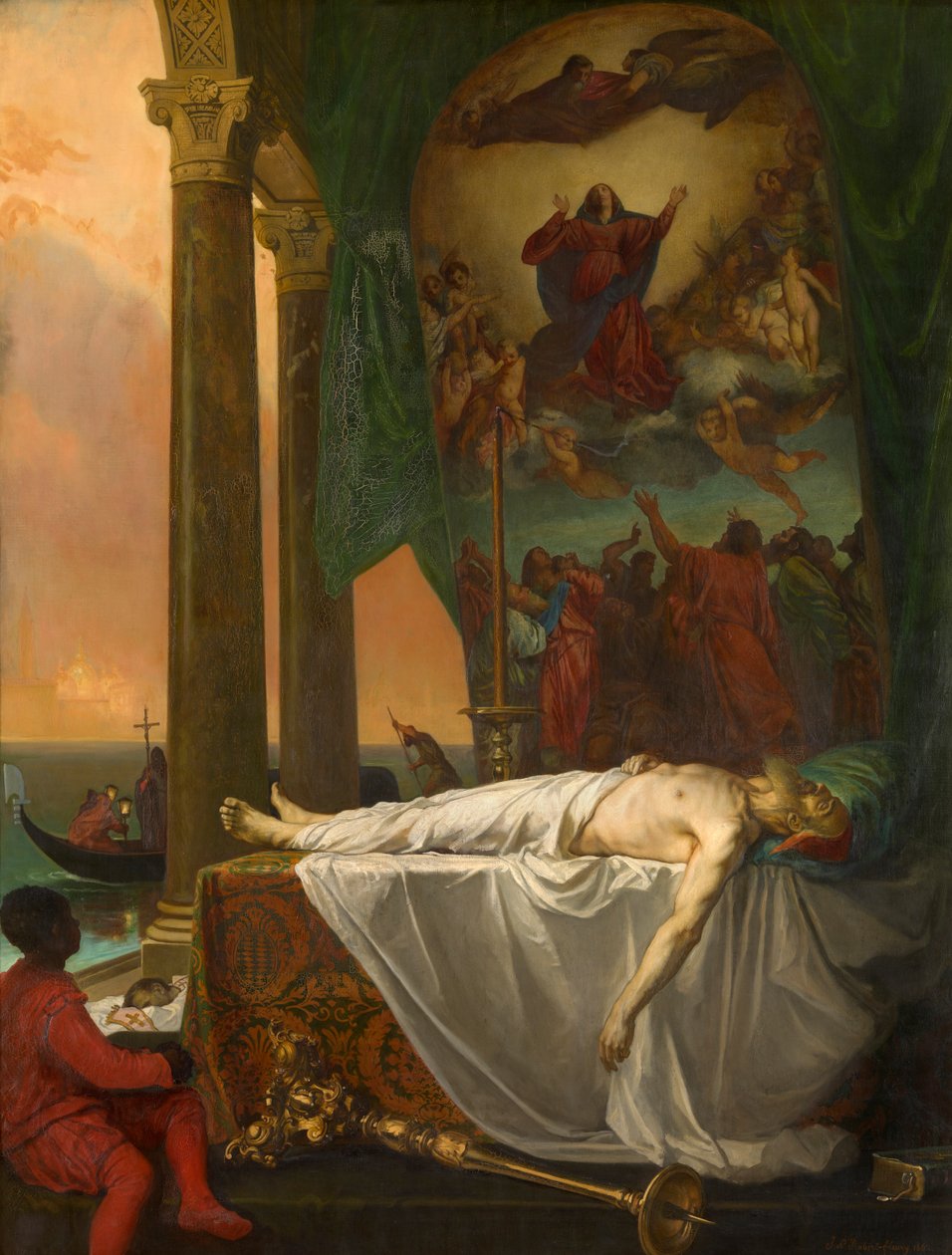 Titian, Palazzo Barberino'da Devlette Yatıyor (tuval üzerine yağlı boya) by Joseph Nicolas Robert Fleury