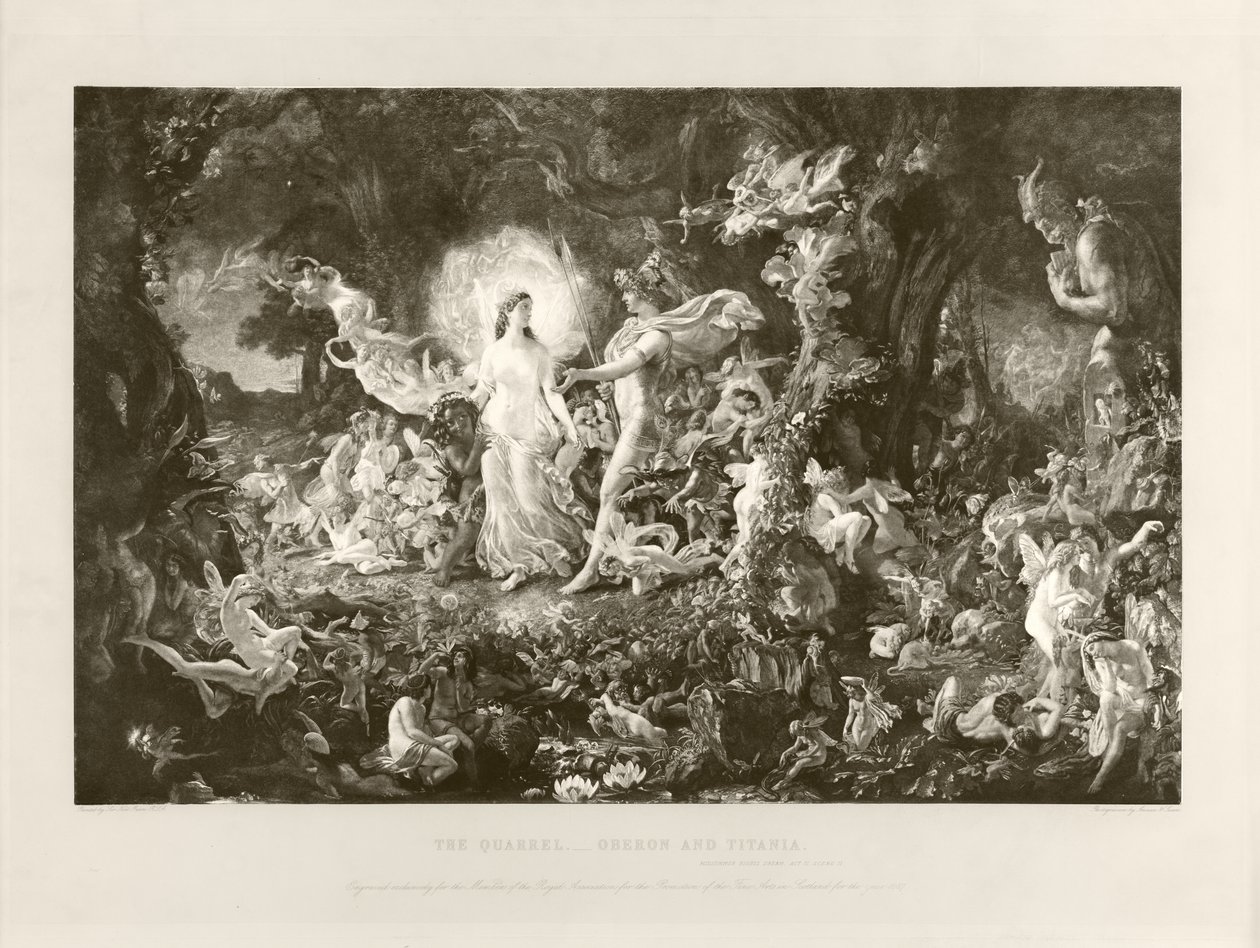 Kavga - Oberon ve Titania (fotogravür) by Joseph Noel Paton
